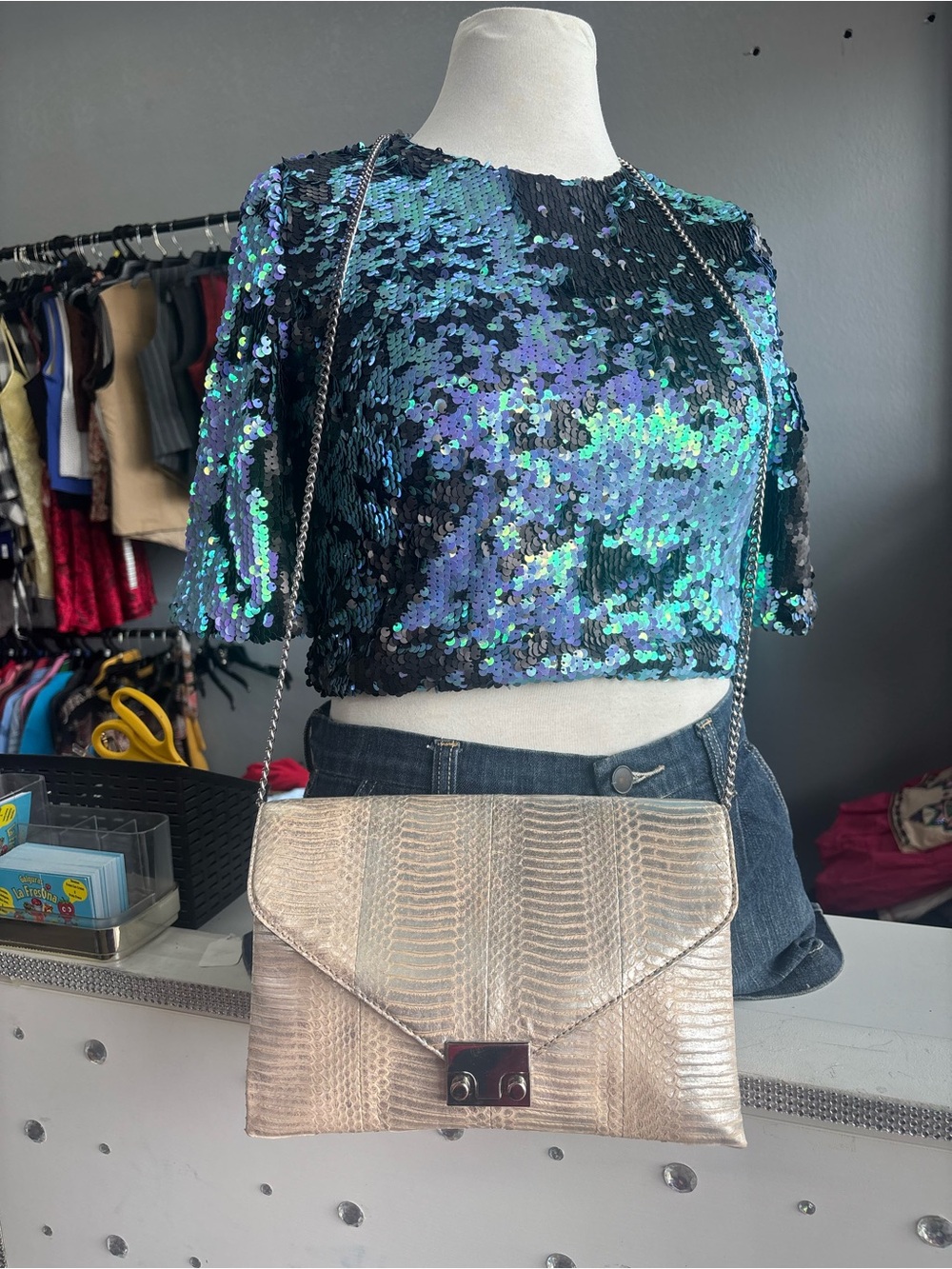Loeffler Randall Metallic Gold Envelope Crossbody Bag